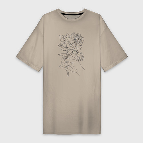 Женская футболка-платье Царская роза / Миндальный – фото 1
