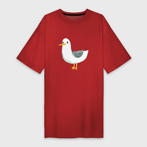 Женская футболка-платье Чайка милая / Красный – фото 1