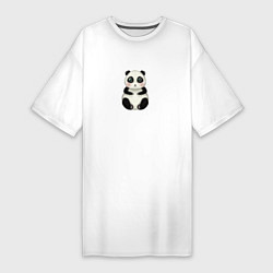 Футболка женская-платье Мультяшная панда, цвет: белый