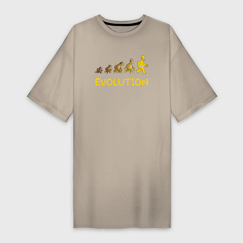 Женская футболка-платье Эволюция Гомера / Миндальный – фото 1