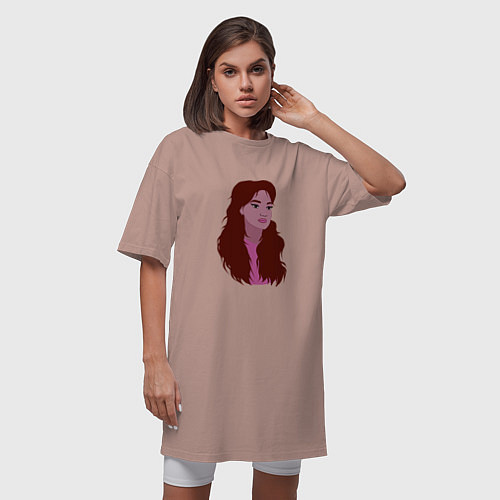 Женская футболка-платье Девушка с рыжими волосами / Пыльно-розовый – фото 3