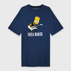 Футболка женская-платье Papa Roach Барт Симпсон рокер, цвет: тёмно-синий