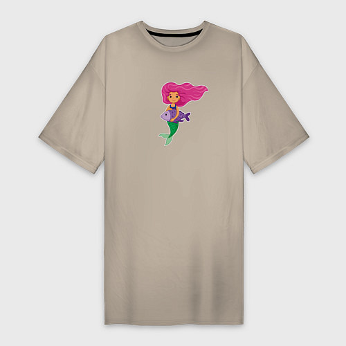Женская футболка-платье Русалочка с рыбкой / Миндальный – фото 1