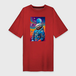 Футболка женская-платье Shark in spacesuit - neural network, цвет: красный