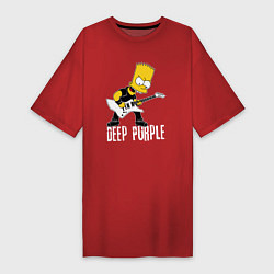 Футболка женская-платье Deep Purple Барт Симпсон рокер, цвет: красный