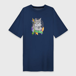 Женская футболка-платье Волк шаман