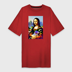Женская футболка-платье Mona Lisa with baby dragon