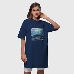 Футболка женская-платье Subnautica - подводный мир, цвет: тёмно-синий — фото 2