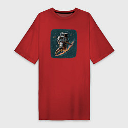 Женская футболка-платье Космонавт с метеорами