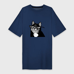Женская футболка-платье Pixel coot cat in glasses