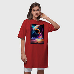 Футболка женская-платье Астронавт и марсоход, цвет: красный — фото 2