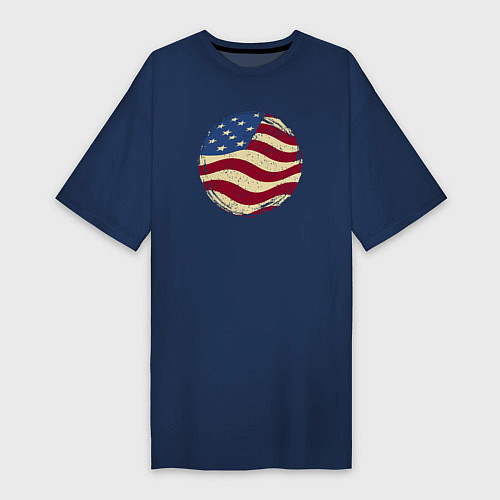 Женская футболка-платье Flag USA / Тёмно-синий – фото 1