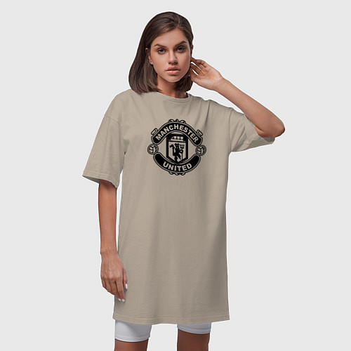 Женская футболка-платье Manchester United black / Миндальный – фото 3
