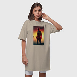 Футболка женская-платье Dead island 2 zombie, цвет: миндальный — фото 2