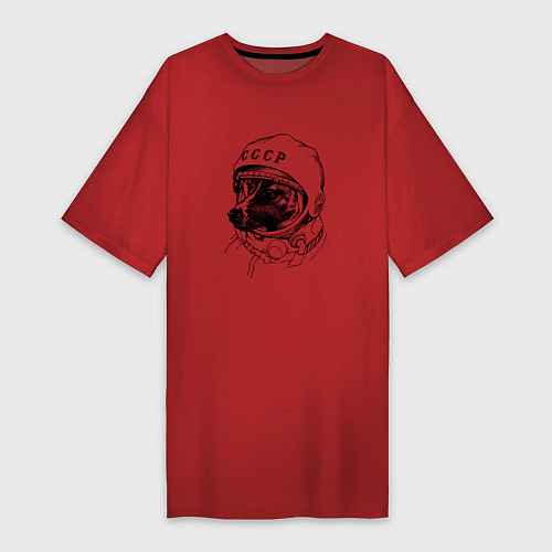 Женская футболка-платье Пёсик астронавт - ссср / Красный – фото 1