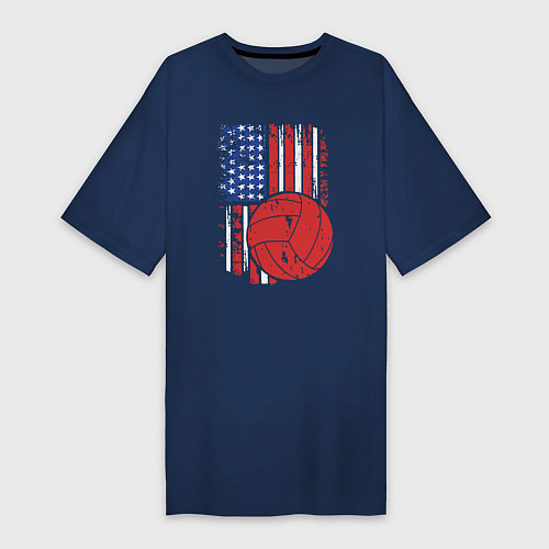 Женская футболка-платье Волейбол США / Тёмно-синий – фото 1