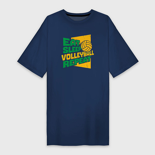 Женская футболка-платье Eat sleep volleyball / Тёмно-синий – фото 1