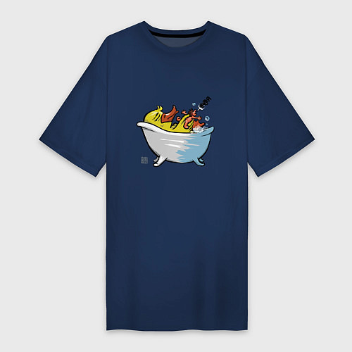 Женская футболка-платье Уточка в ванне / Тёмно-синий – фото 1