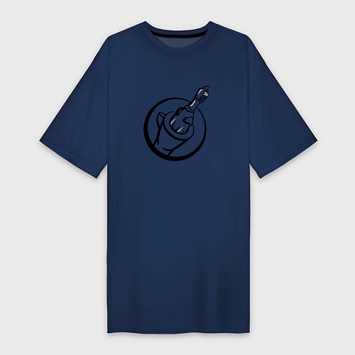 Женская футболка-платье Чикен ган - вектор лого / Тёмно-синий – фото 1