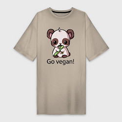 Футболка женская-платье Go vegan - motto, цвет: миндальный