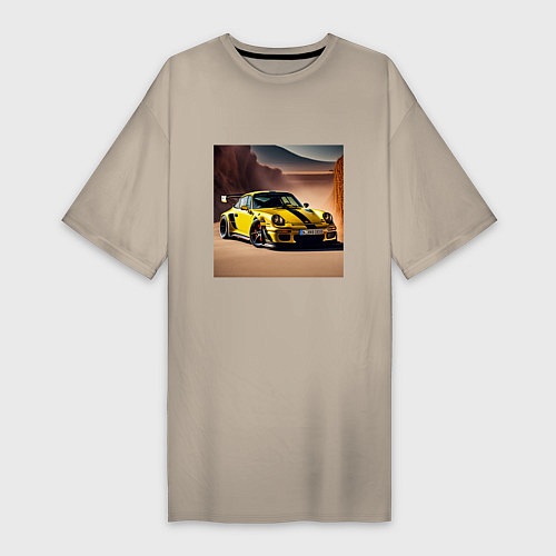Женская футболка-платье Porsche 911 / Миндальный – фото 1