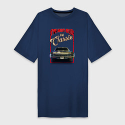 Футболка женская-платье Классика автомобиль Chevrolet Impala, цвет: тёмно-синий