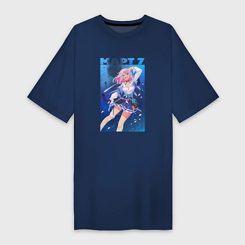 Женская футболка-платье Март 7 в космосе / Тёмно-синий – фото 1