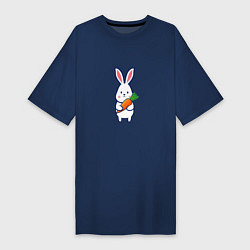 Женская футболка-платье Милый заяц с морковью
