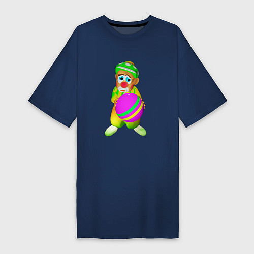 Женская футболка-платье Клоун с мячиком / Тёмно-синий – фото 1