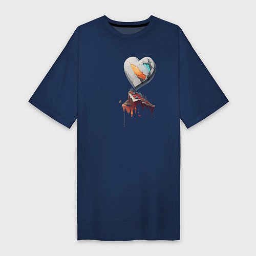 Женская футболка-платье Каменное сердце / Тёмно-синий – фото 1