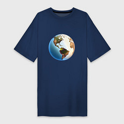 Футболка женская-платье Глобус мира, цвет: тёмно-синий