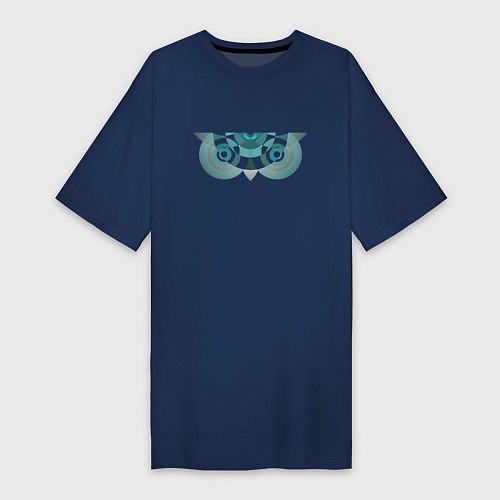 Женская футболка-платье Геометрическая сова / Тёмно-синий – фото 1