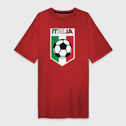 Футболка женская-платье Футбол Италии, цвет: красный