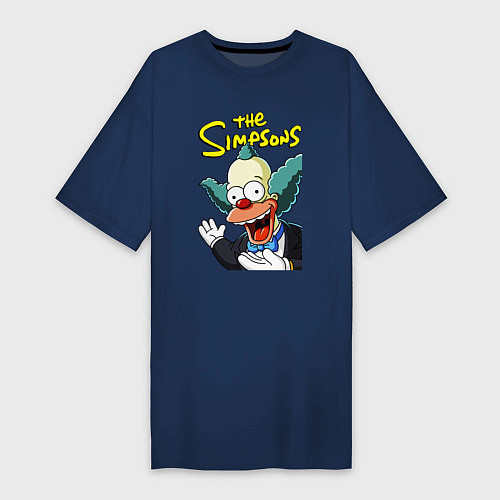 Женская футболка-платье Krusty the clown / Тёмно-синий – фото 1