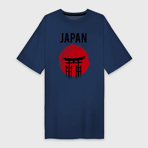 Женская футболка-платье Japan red sun / Тёмно-синий – фото 1
