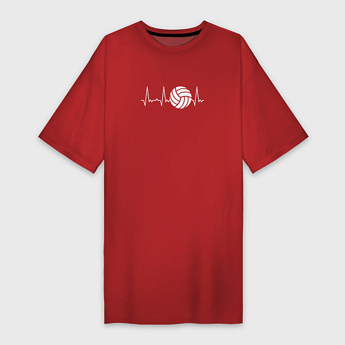 Женская футболка-платье Сердце волейболиста / Красный – фото 1