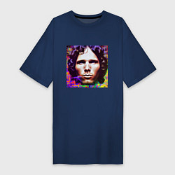 Футболка женская-платье Jim Morrison Glitch 25 Digital Art, цвет: тёмно-синий