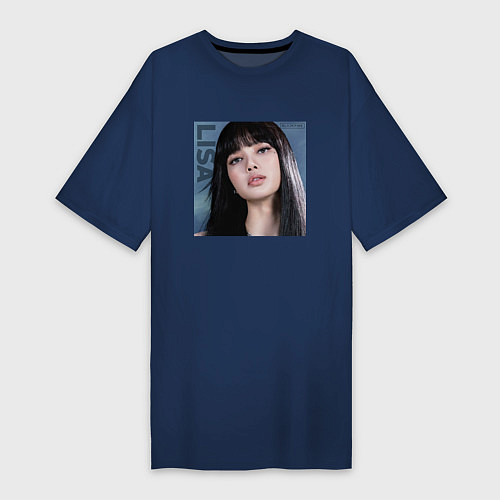 Женская футболка-платье Blackpink Lisa sky / Тёмно-синий – фото 1