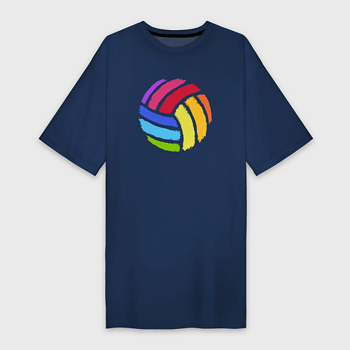 Женская футболка-платье Rainbow volleyball / Тёмно-синий – фото 1