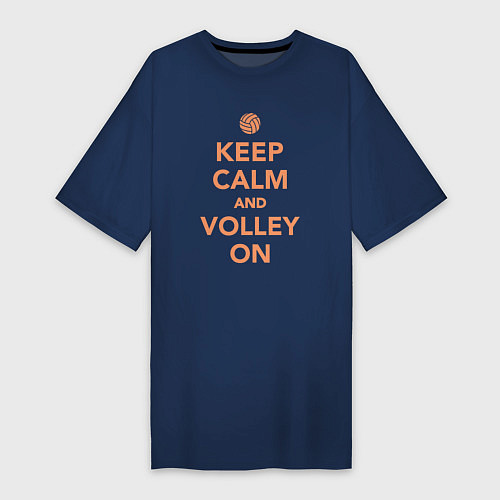 Женская футболка-платье Keep calm and volley on / Тёмно-синий – фото 1