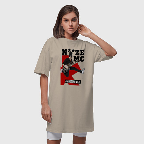 Женская футболка-платье Noize MC - guitarist / Миндальный – фото 3