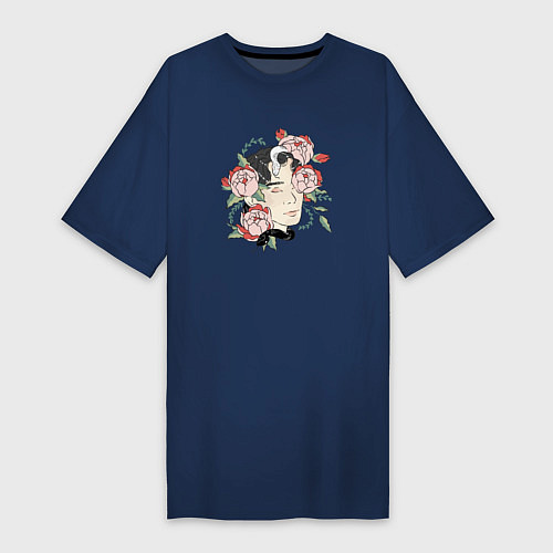 Женская футболка-платье Сехун и змея / Тёмно-синий – фото 1
