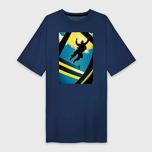 Женская футболка-платье Два парашютиста / Тёмно-синий – фото 1
