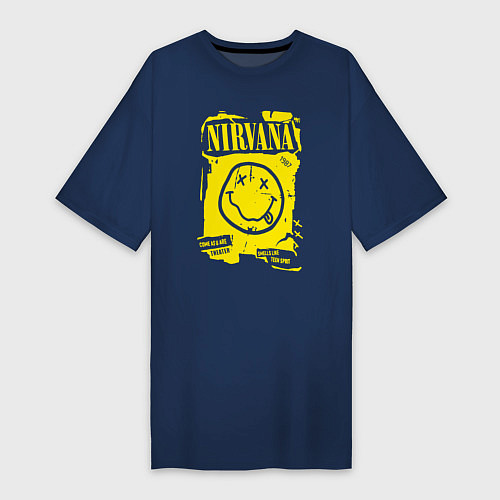 Женская футболка-платье Nirvana theater / Тёмно-синий – фото 1