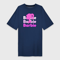 Футболка женская-платье Логотип Барби объемный, цвет: тёмно-синий