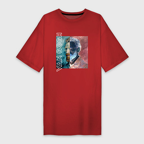 Женская футболка-платье Van Gogh Negative / Красный – фото 1