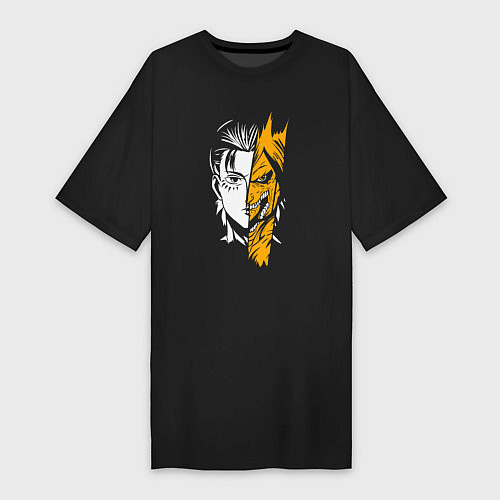 Женская футболка-платье Наполовину Титан / Черный – фото 1