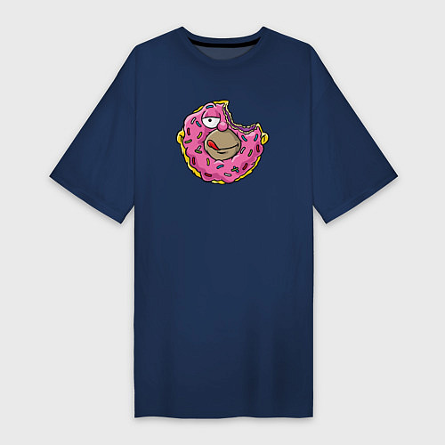 Женская футболка-платье Гомер пончик / Тёмно-синий – фото 1