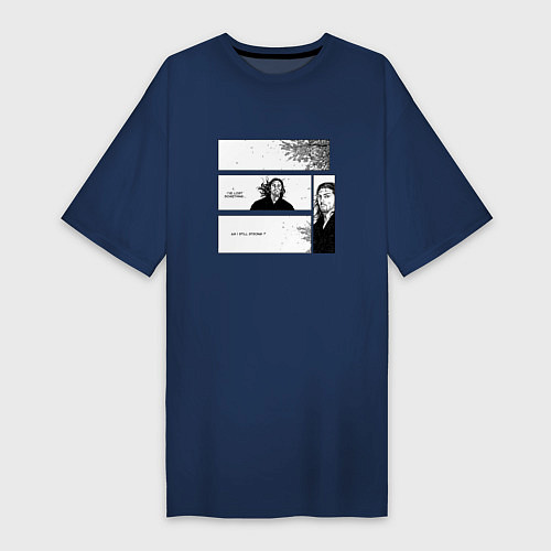 Женская футболка-платье Миямото Мусаси бродяга / Тёмно-синий – фото 1
