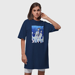 Футболка женская-платье Фука и Кукуру - Акватоп белого песка, цвет: тёмно-синий — фото 2